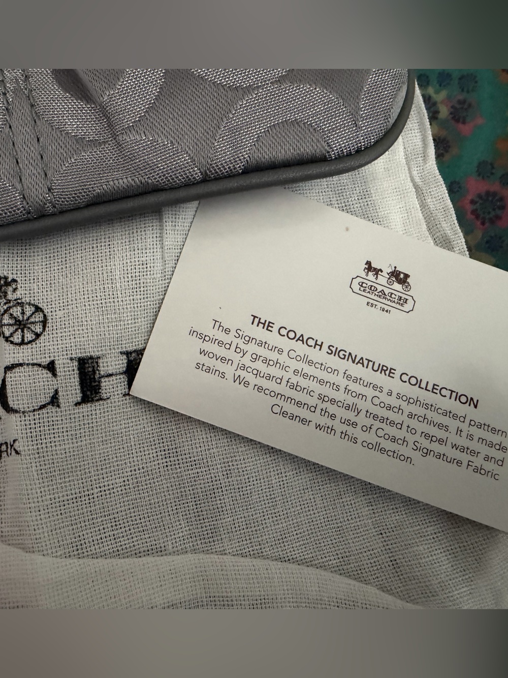 Coach Gray Signature Wristlet with Leather Trim new with tags and dustbag - Picture 5 of 7